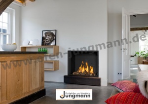 Klassik-Kamin Gas 65/100 lange Holztheke